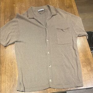Zara Men's Brown Short Sleeve Button-Up Shirt